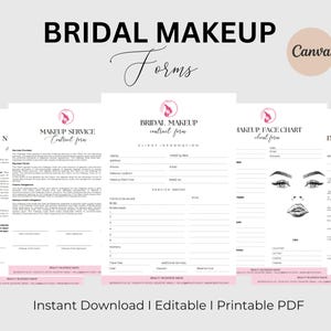 Bridal Makeup Contract Template Bundle, MUA Forms (Editable Canva, Digital Download)