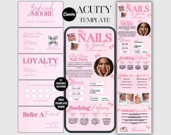 Pink Nail Tech Acuity Scheduling Template Nail Website Nail Tech Acuity Booking Site Template Nails Acuity Nail Salon Scheduling Page CANVA
