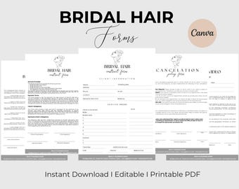 Editable Bridal Hair Contract Template Bridal Hairstylist Contract Agreement Hairstylist Contract Hairstylist Form Bundle Instant Download