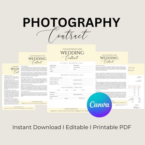 Wedding Photography Contract Template  Photography Forms  Contract for Photographers  Contract Template  Canva Template  Instant Download