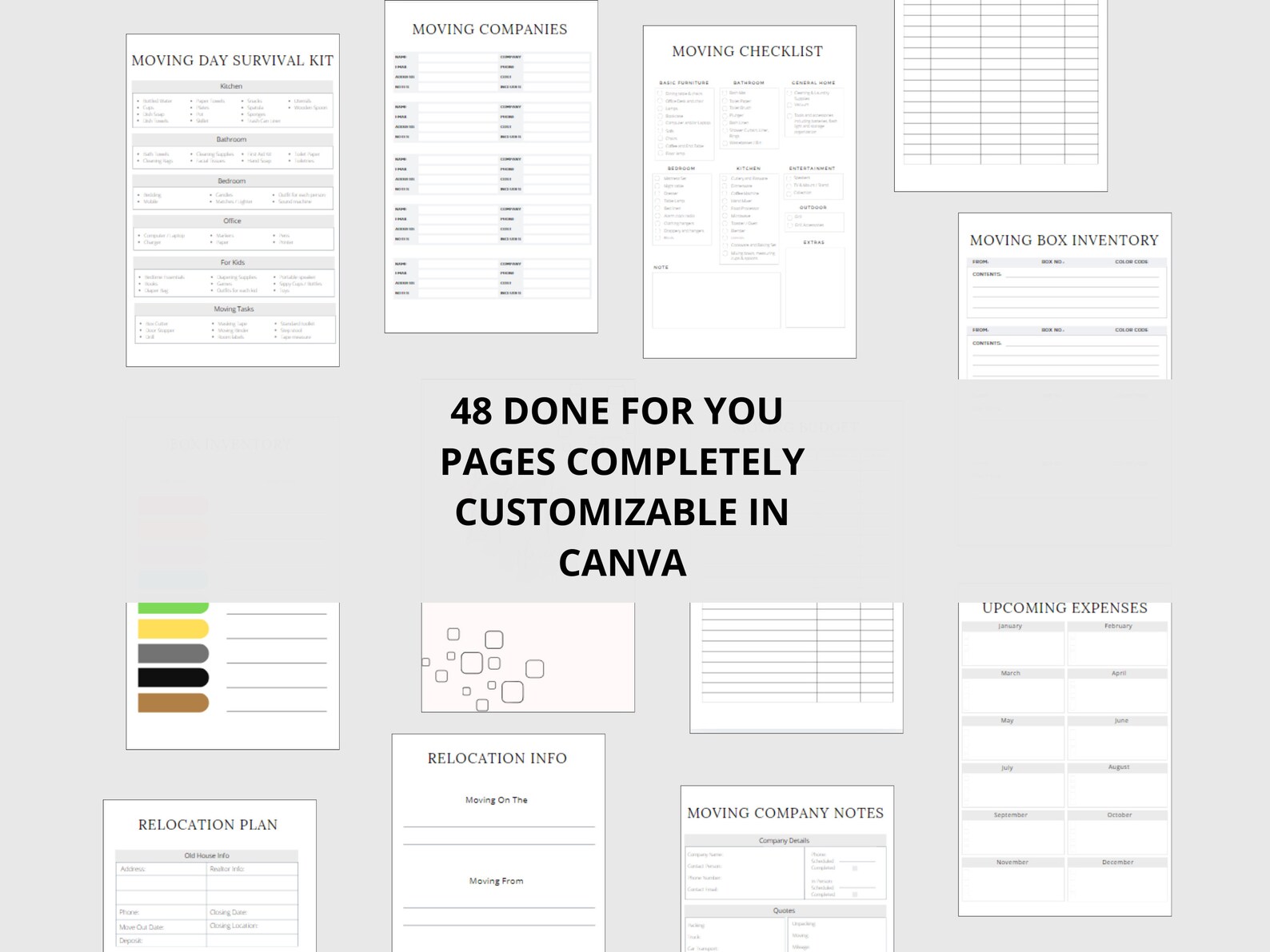 Relocation Planner Printable and Editable Canva Templates Moving ...