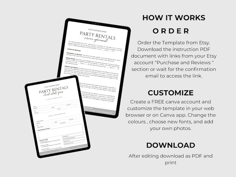 Party Rental Contract Event Rental Agreement Chair Rental Agreement Tent Rental Agreement Party Rental Waiver Bar Rental Contract CANVA image 7