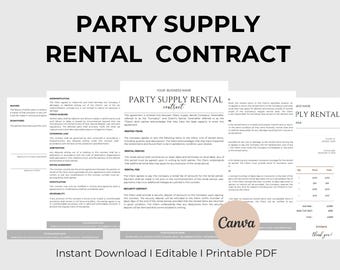 Party Supply Rental Contract  Party Equipment Rental Agreement  Party Rental Contract  Event Rental Agreement  Canva Party Rental Templates