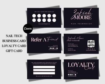 Sjabloon voor Nail Tech-visitekaartje QR-code Instant download Sjabloon afdrukbaar visitekaartje DIY-visitekaartje bewerkbare kaart Canva-sjabloon