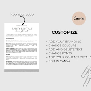 Party Rental Contract Event Rental Agreement Chair Rental Agreement Tent Rental Agreement Party Rental Waiver Bar Rental Contract CANVA image 3