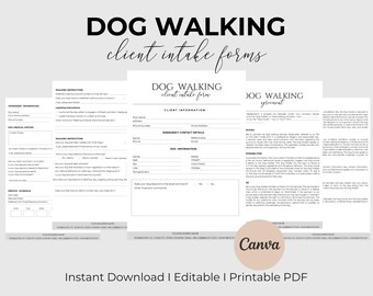 Dog Walking Service Agreement Contract Template Editable & Printable Dog Walking Business New Client Intake Form  Pet Sitting Forms Invoice