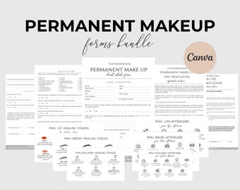 Permanent Makeup Forms  PMU Consent Form  Makeup Consultation  PMU Aftercare Card  Lip Blushing Form  Microblading  Esthetician Forms Bundle