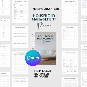 Household Planner, Printable Household Management Binder, Household Budget Template, Life Organizer PDF, Home Management, Cleaning Plan