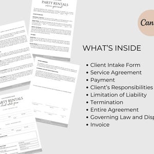 Party Rental Contract Event Rental Agreement Chair Rental Agreement Tent Rental Agreement Party Rental Waiver Bar Rental Contract CANVA image 2
