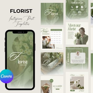 Florist Business Instagram Templates  Florist Social Media  Editable  Flower Shop Instagram Canva Templates  Wedding Florist Template