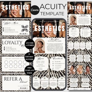 Esthetician Acuity Scheduling Template Esthetician Website Luxury Booking Site Esthetician Canva Templates Acuity Zebra Print Website Design