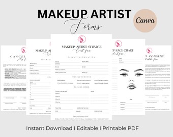 Makeup Artist Contract Template Bundle, MUA Forms (Editable Canva Template)