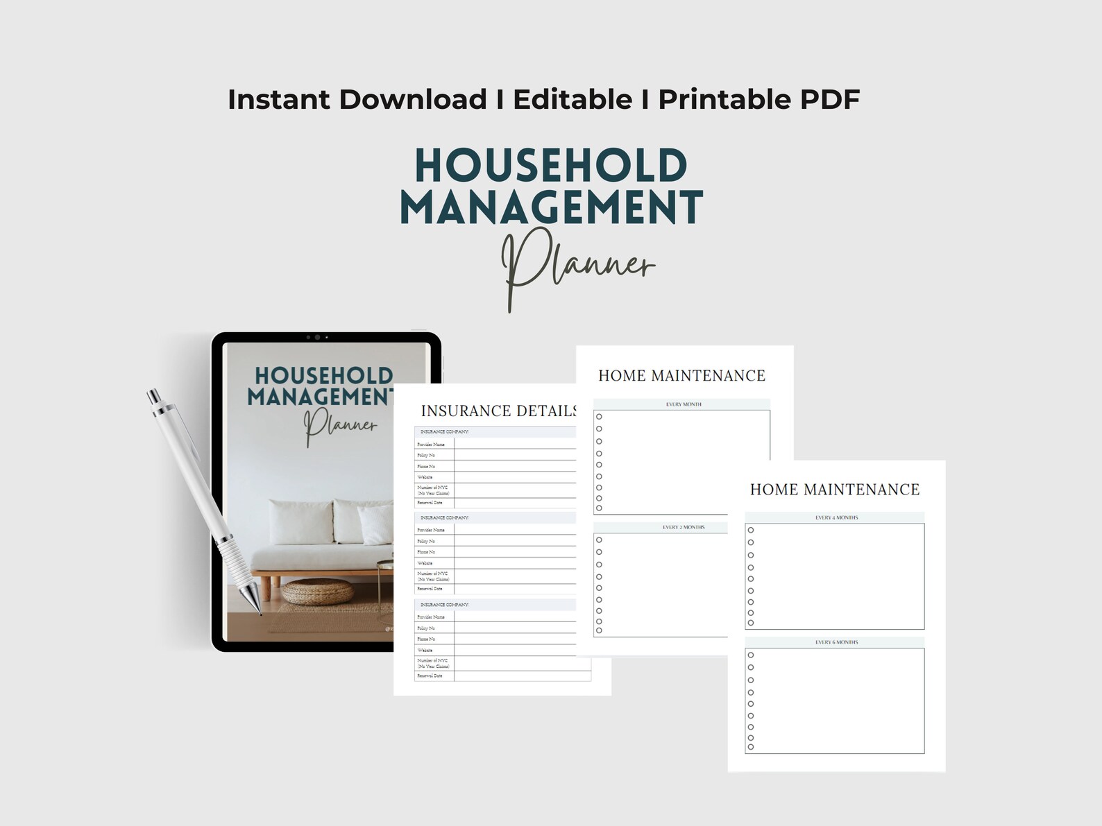 Household Planner, Printable Household Management Binder, Household ...