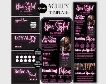 Acuity Scheduling Template Hair Stylist Website Acuity Booking Site Hairstylist Acuity Schedule Site Hair Acuity Canva Template Acuity DIY