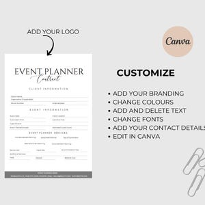 Event Planner Contract Template Event Planner Client Forms Wedding Planning Contract Event Planner Agreement Canva Template Instant Download image 3