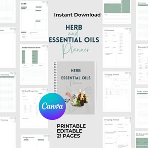 Printable Materia Medica Planner  Herbs & Essential Oils Journal  Herbalist Planner| Medical Journal Inventory Tracker Herbalism Journal