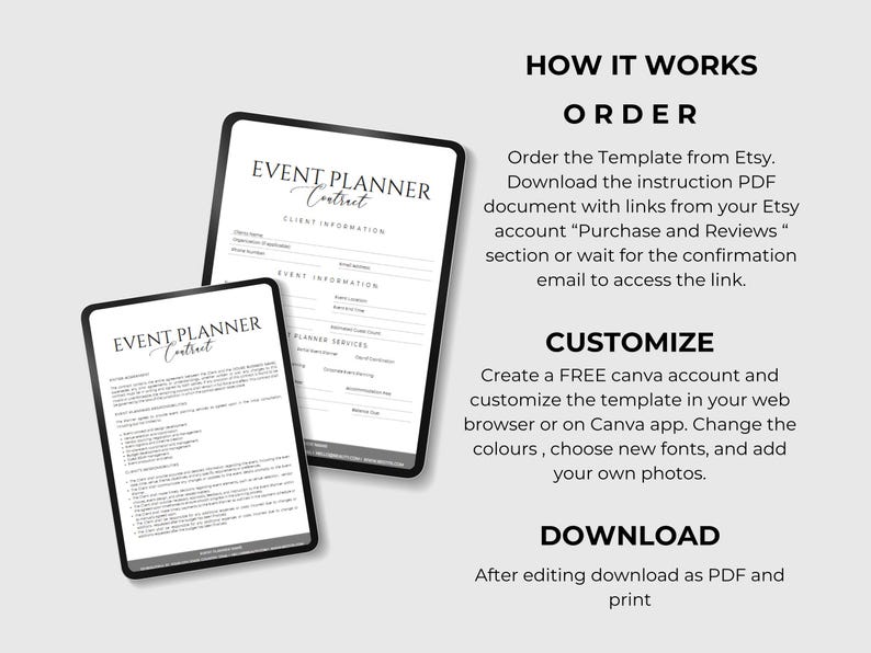 Event Planner Contract Template Event Planner Client Forms Wedding Planning Contract Event Planner Agreement Canva Template Instant Download image 6