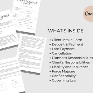 Event Planner Contract Template Event Planner Client Forms Wedding Planning Contract Event Planner Agreement Canva Template Instant Download image 2