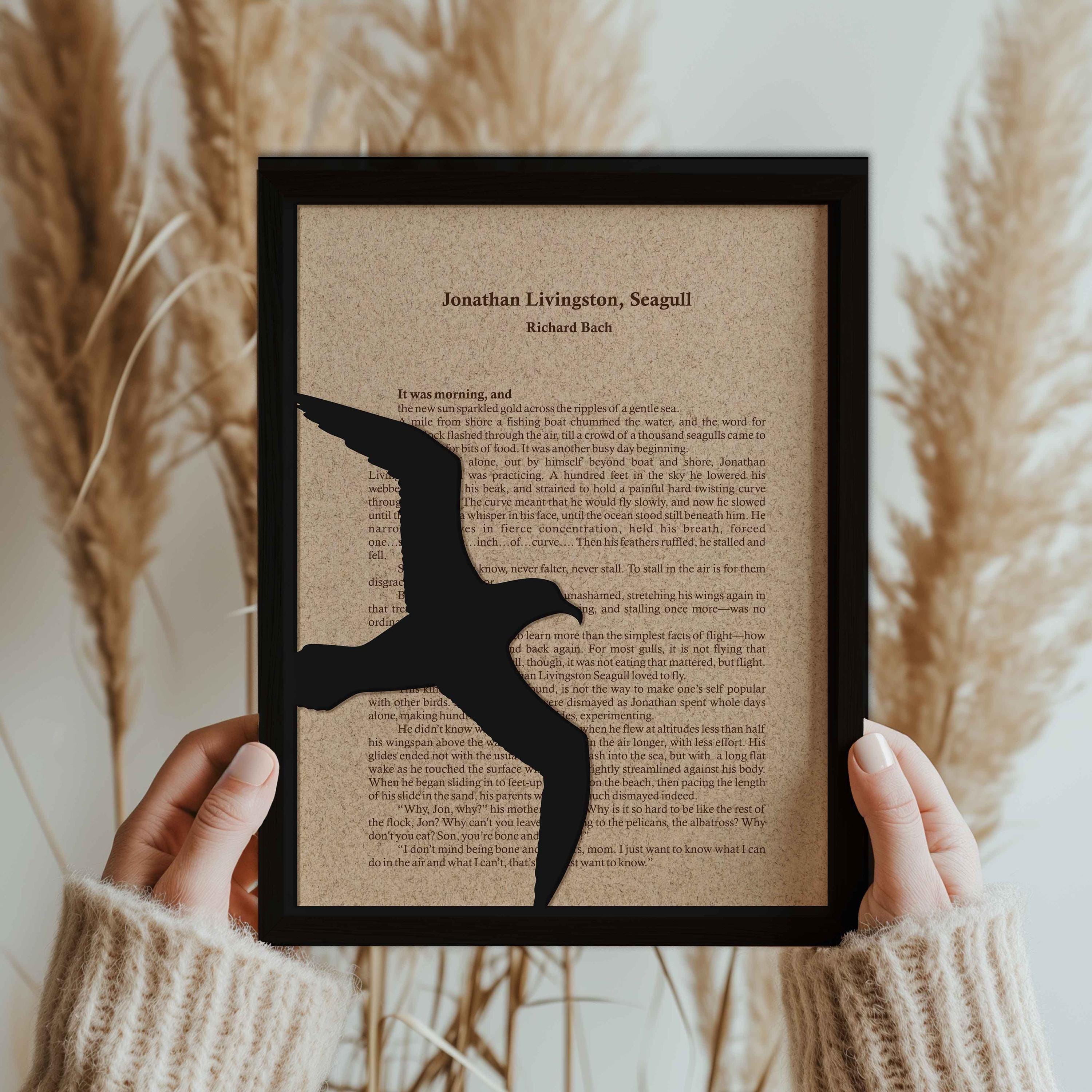 Wood Wall Art - Jonathan Livingston Seagull Book Page Art