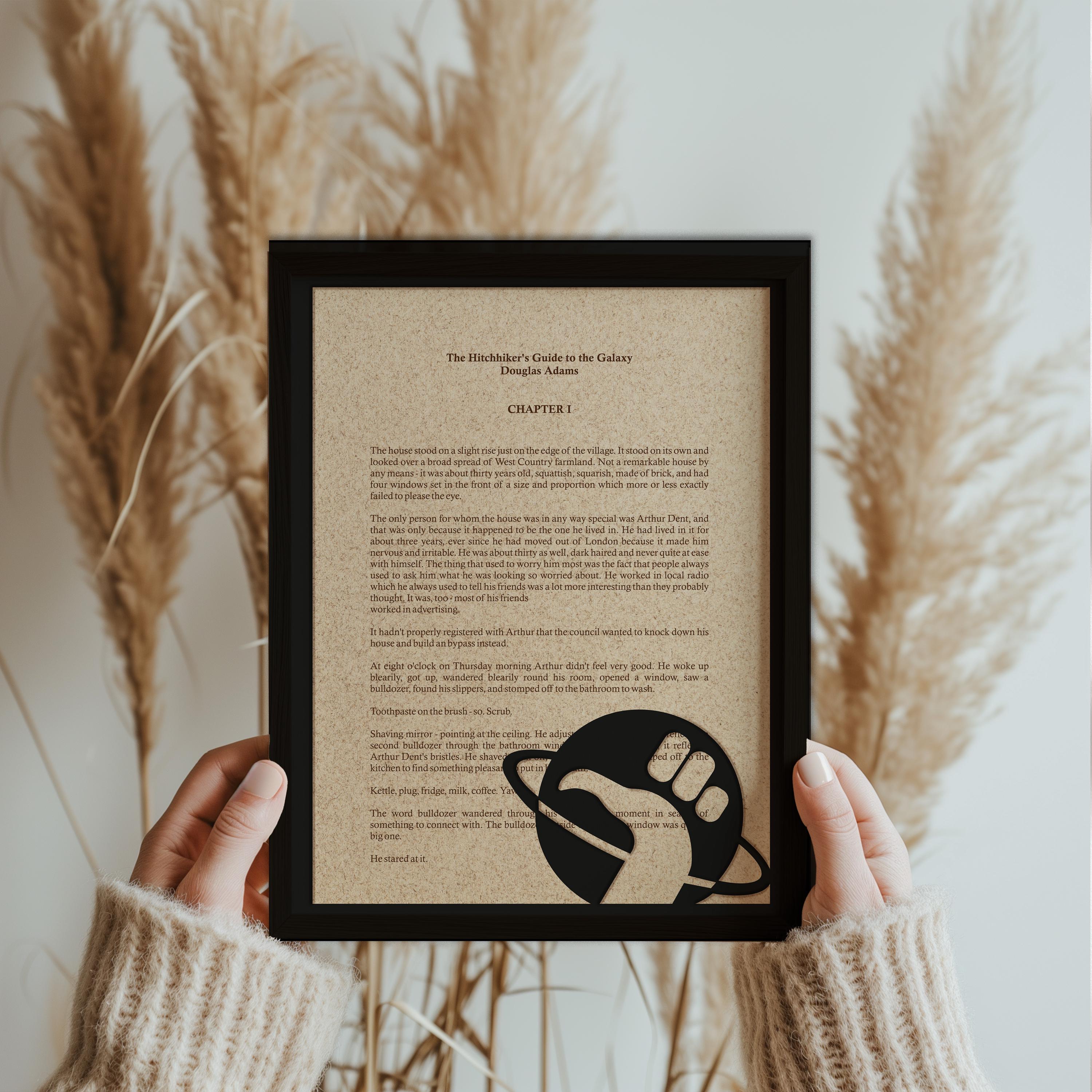 Wood Wall Art - the Hitchiker's Guide to Galaxy - Book Page Art - First ...