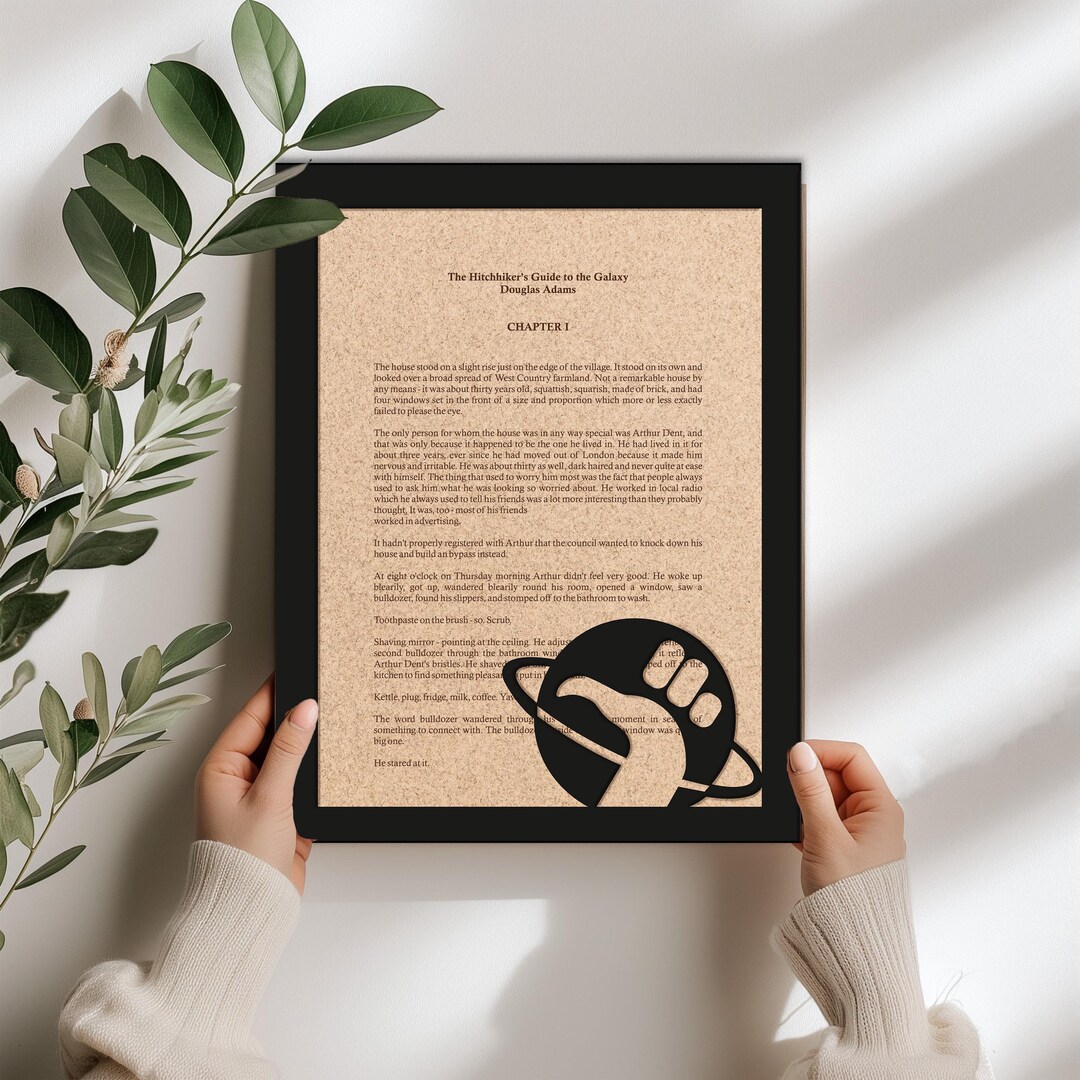 Wood Wall Art - the Hitchiker's Guide to Galaxy - Book Page Art - First ...
