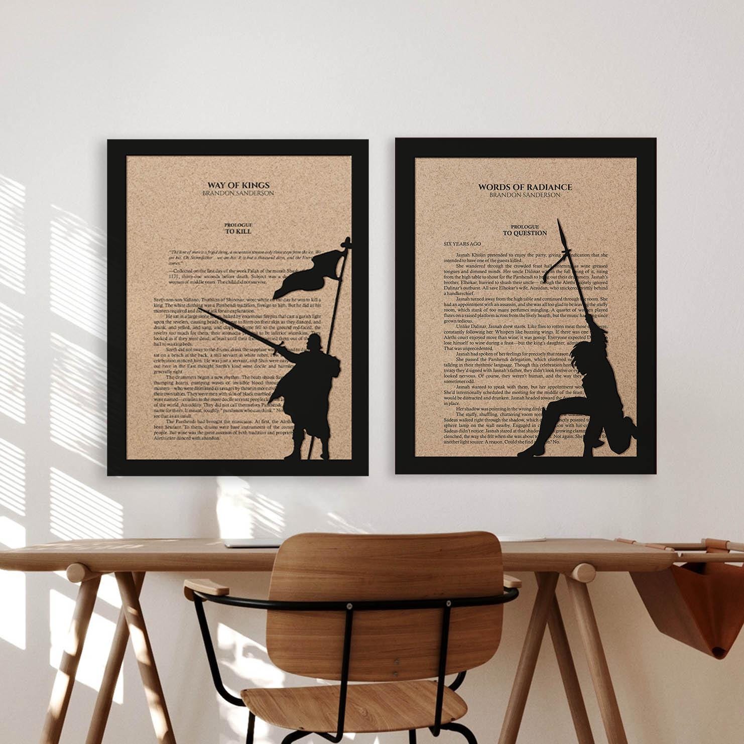 Wood Wall Art - Way of Kings & Words of Radiance First Page Art - Stormlight Archive Series - Brandon Sanderson Quote- Multilayered 3D Frame