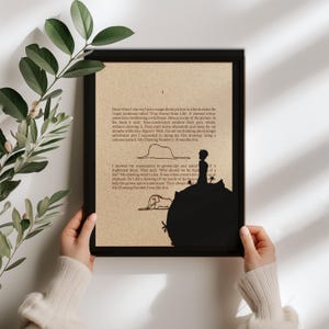Arte de parede de madeira - Arte de página do livro Le Petit Prince - Primeiro capítulo - Antoine de Saint-Exupéry - Pôster de livro com moldura 3D multicamadas - Amante de livros