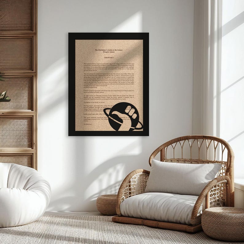 Wood Wall Art - the Hitchiker's Guide to Galaxy - Book Page Art - First ...