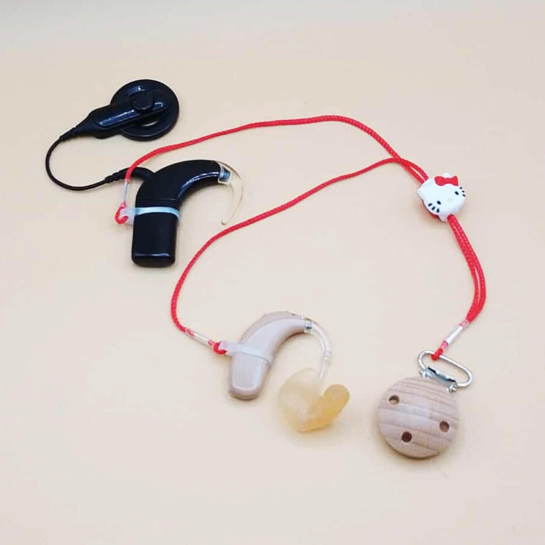 Red Cochlear Red Bilateral Retention Cord Hearing Aid Cochlear Implant Lanyard With ...