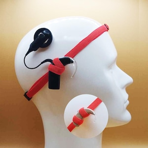 Red | non-grip Headband for Hearing Aids or cochlear implant