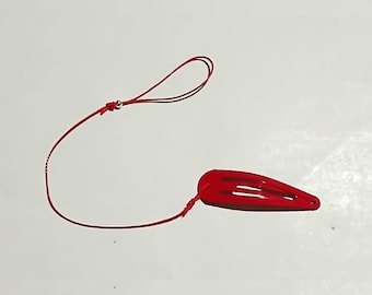 Red Retaining safety line with hair clip for baha, osia, kanso, adhear, ponto (Short) strong cord