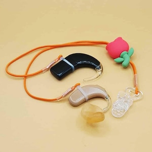 Rose orange beidseitiges Halteschnur Hörgerät Cochlea-Implantat Lanyard mit Clip