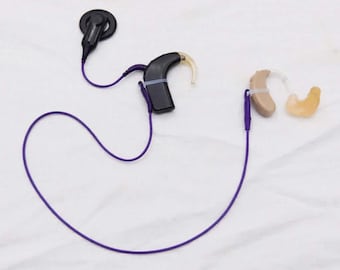 Purple secure ear-to-ear Tether for hearing aids or cochlear implant 1