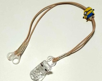 Beige bilateral Cochlear Implant Hearing aid retention cord with clip