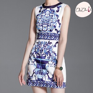 Short Sleeveless Dress Round Neck Clothing Ladies Fashion Streetwear Blue