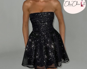 Women's Backless Mini Dress | Strapless Type Apparel | Sequins Fashion