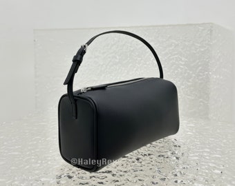 Bolso de cuero genuino, bolso de los años 90, elegante embrague de cuero, bolso minimalista, lindo bolso de noche, bolso de lujo con asa superior