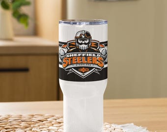 Sheffield Steelers Travel Mug with Handle, EIHL Hockey Fan Merch