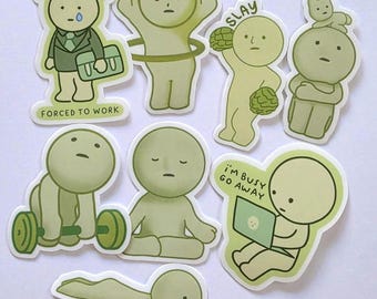 Paquete de pegatinas Smiski: pegatinas para Kindle, portátiles, botellas de agua, maletas, diarios, regalo para niña. Pegatinas de humor.