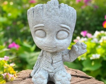 Sitting Baby Groot Concrete Flower Pot Groot Figurine Groot Planter Small Plant Pot Garden Decoration Yard Flower Pot Groot Baby Gift