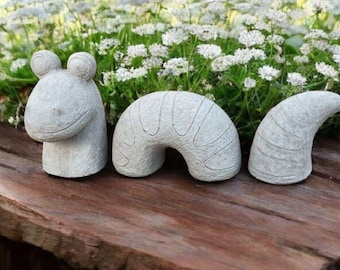 Concrete Worm Sculpture Outdoor Thee Piece Worm Figurine Garden Animal Decor Cement Statuary Backyard Art Realistic Worm Porch Statue