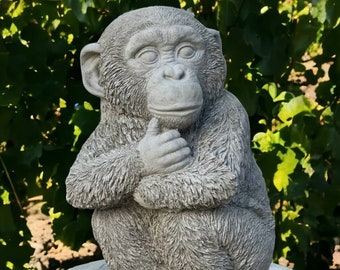 Monkey Garden Statue Outdoor Chimpanzee Sculpture Concrete Tropical Animal Stone Decoration Great Idea For Gift Animals Lovers