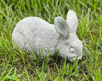 Realistic Rabbit Garden Statue Concrete Wild Bunny Figure Solid Easter Style Decoration For Outdoor Stone Yard Pet Statuary Animal Gift Idea