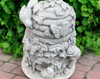 Concrete Bee House Outdoor Beehive Sculpture Garden Home Decor Large Bee Skep Lawn Ornament Porch Decoration Bee Figurine Beehive Figure
