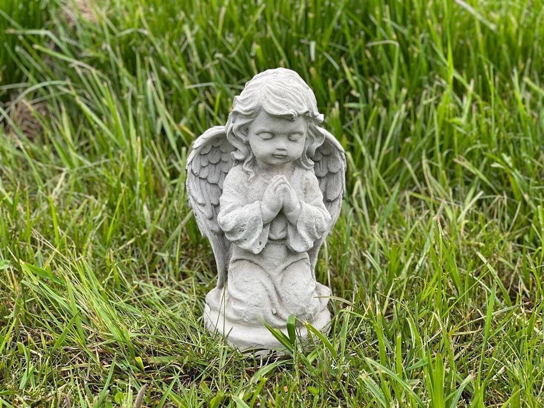 Concrete Praying Angel Statue Cement Cherub Baby Outdoor Decoration ...