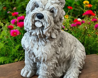 Yard Maltese Dog Sculpture Backyard Maltese Memorial Figure Concrete Maltese Dog Statue Sitting Puppy Figure Stone Garden Decoration