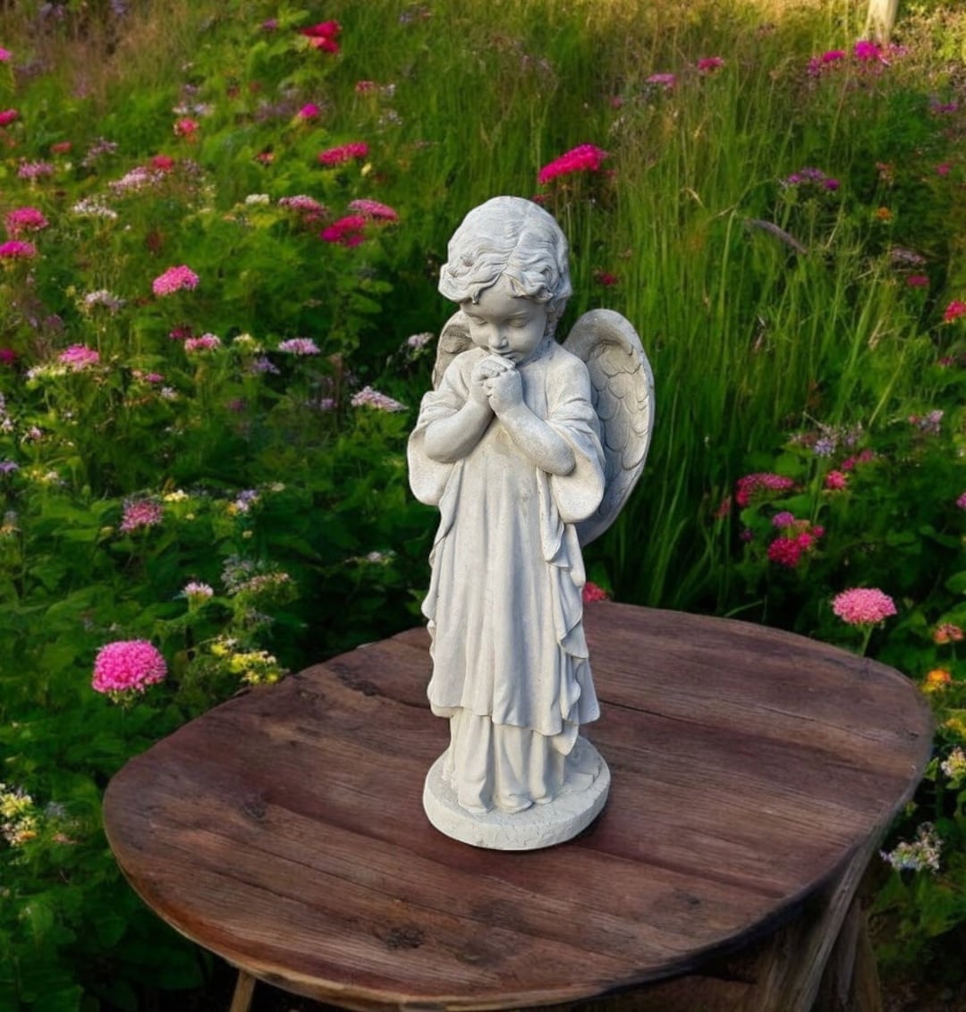 Large Cherub Statue Religious Angel Figure Concrete Children Memorial ...