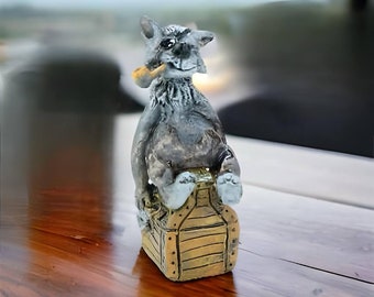 Ceramic Vintage Cat Statue Animal Figure Decoration Figurine Ceramic Statue Decoration For Home Art Statue Ceramic Decoration Gift Figure