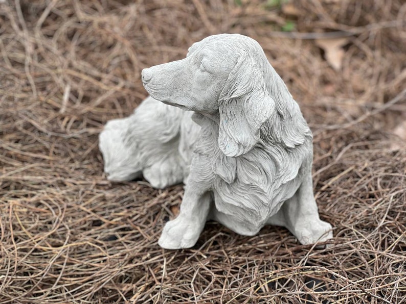 Concrete Hairy Dachshund Statue Doxie Garden Sculpture Realistic Dachshund Figurine Dogs Loss