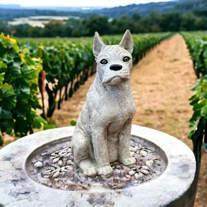 Detailed Boxer Dog Garden Sculpture Pet Grave Marker Figurine Cement Boxer Dog Statue For Porch or Yard Boxer Doggy Memorial Statue